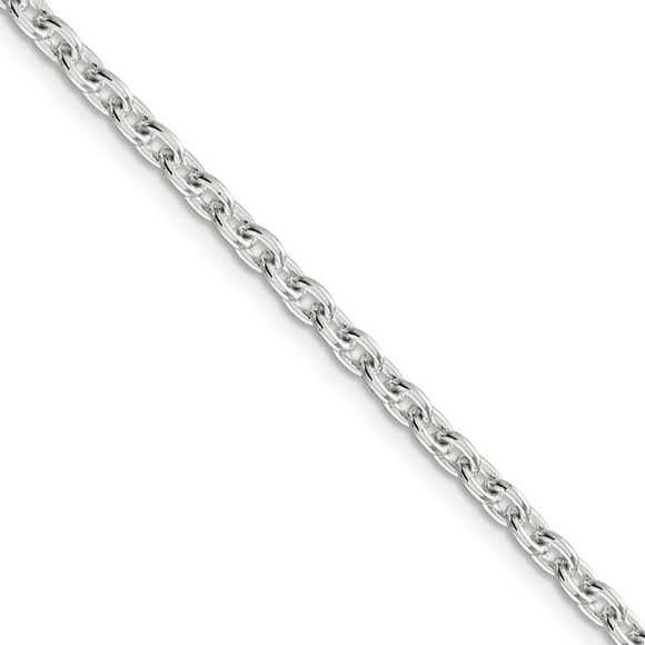 3.5mm Sterling Silver Classic Solid Cable Chain Necklace 30 Inch